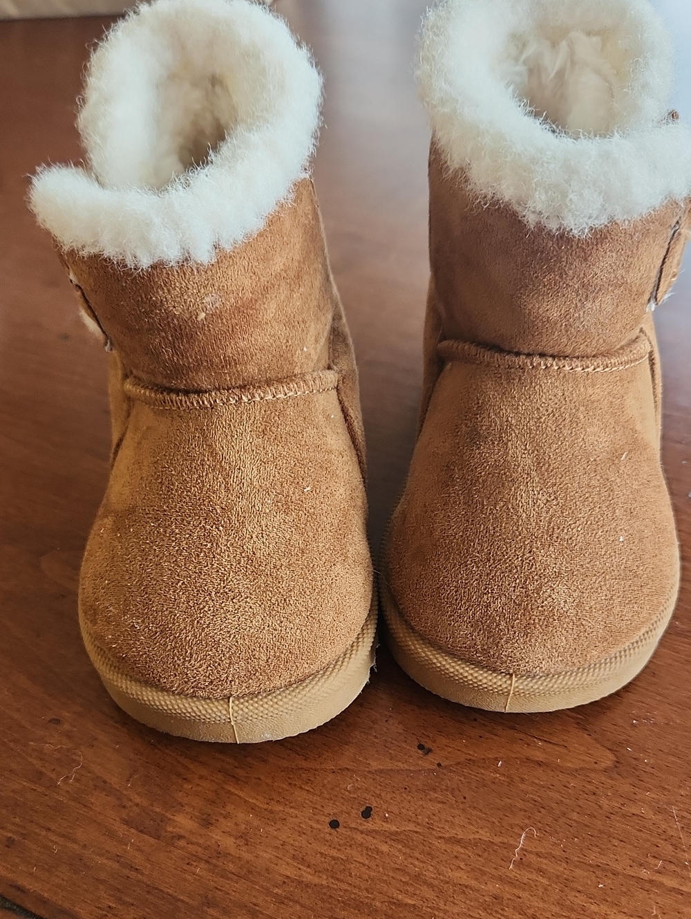 Toddler Tan Suede Shearling-Lined Boots - Cozy Warm Walkers
